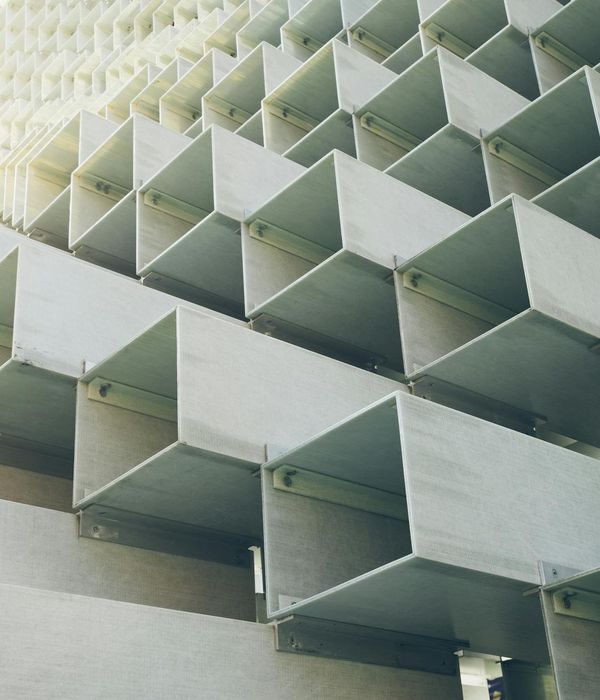 Abstract metallic geometric shapes representing strength and structural integrity